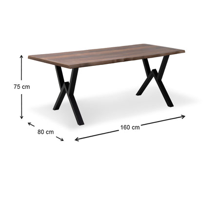 Τραπέζι Walter MDF - Μεταλλικό Χρώμα Καρυδί 160X80X75