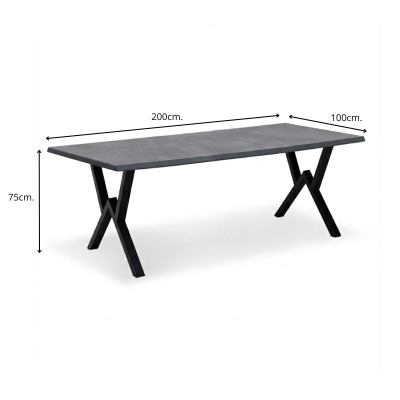 Τραπέζι Walter MDF - Μεταλλικό Χρώμα Σκούρο Γκρι Σκυροδέματος 200x100x75