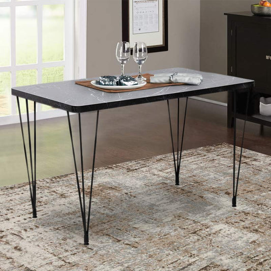 Τραπέζι Roger MDF - Μεταλλικό Χρώμα Μαύρο Εφέ Μαρμάρου 120x70x75