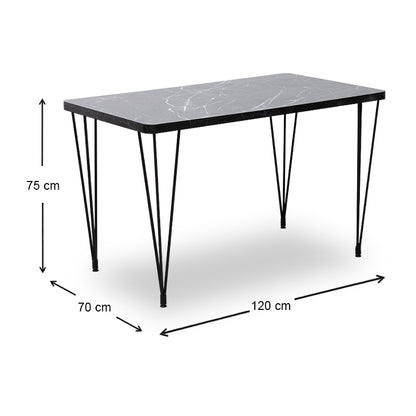 Τραπέζι Roger MDF - Μεταλλικό Χρώμα Μαύρο Εφέ Μαρμάρου 120X70X75