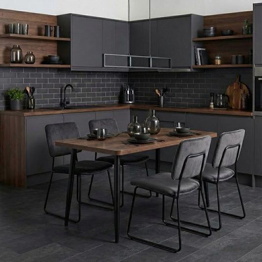 Τραπέζι Levico MDF - Μεταλλικό Χρώμα Καπνιστή Καρυδιά 130x75x75