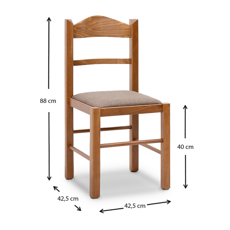 Καρέκλα Τραπεζαρίας Virginia από Μασίφ Ξύλο Οξιάς Χρώμα Καρυδί 42,5x42,5x88