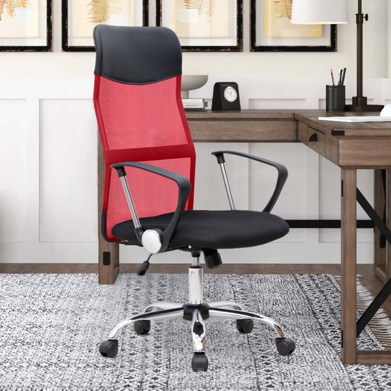 Καρέκλα Γραφείου Marco Με Ύφασμα Mesh Χρώμα Κόκκινο - Μαύρο 62X59X110/120