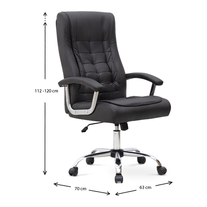 Καρέκλα Γραφείου Διευθυντική Vision από Τεχνόδερμα Χρώμα Μαύρο 63x70x112/120