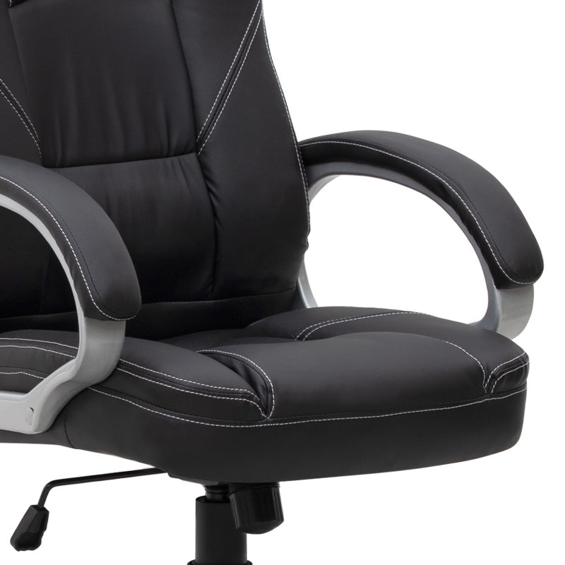 Καρέκλα Γραφείου Διευθυντική Robie Από Τεχνόδερμα Χρώμα Μαύρο 64X62X108/118
