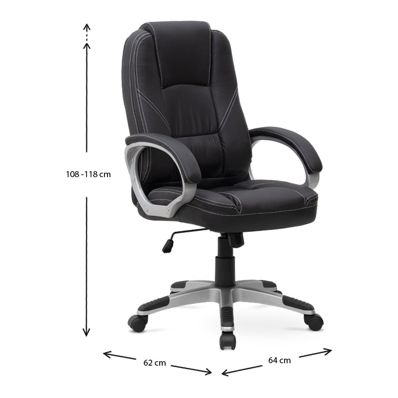 Καρέκλα Γραφείου Διευθυντική Robie Από Τεχνόδερμα Χρώμα Μαύρο 64X62X108/118