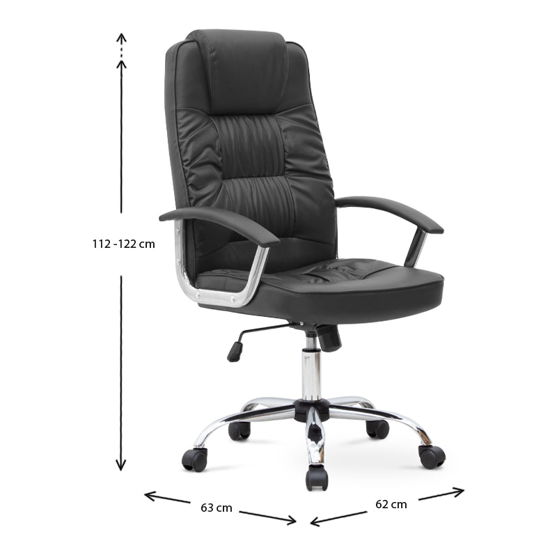 Καρέκλα Γραφείου Διευθυντική Arial Από Τεχνόδερμα Χρώμα Μαύρο 62X63X112/122