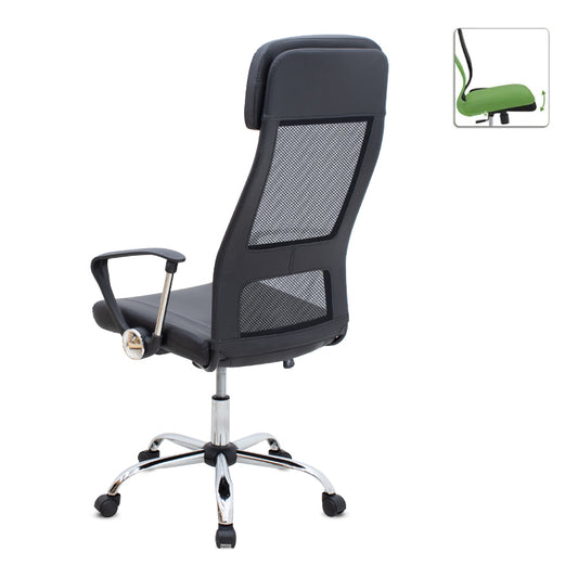 Καρέκλα Γραφείου Ovis με Τεχνόδερμα και Ύφασμα Mesh Χρώμα Μαύρο 63x63x119/129