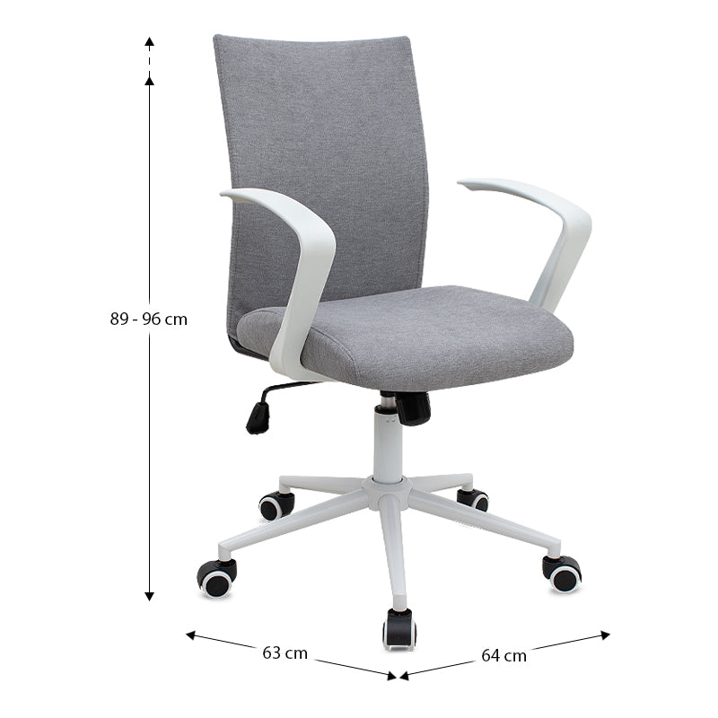 Καρέκλα Γραφείου Berlin Υφασμάτινη Χρώμα Γκρι - Λευκό 64x63x89/96