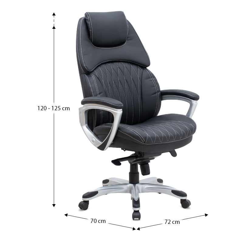 Καρέκλα Γραφείου Διευθυντική Duke από Τεχνόδερμα Χρώμα Μαύρο 72x70x120/125