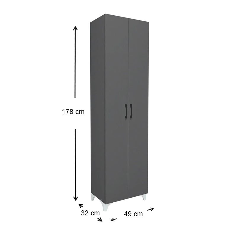 Ντουλάπα - Παπουτσοθήκη Μελαμίνης Lilly Χρώμα Ανθρακί 49x32x178
