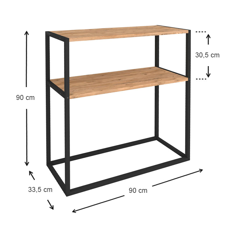 Κονσόλα Castel Μεταλλική - Μελαμίνης Χρώμα Μαύρο - Pine Oak 90x33,5x90