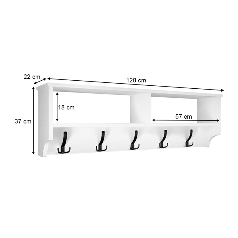 Κρεμάστρα Τοίχου Ottila από Μελαμίνη Χρώμα Λευκό 120x22x37