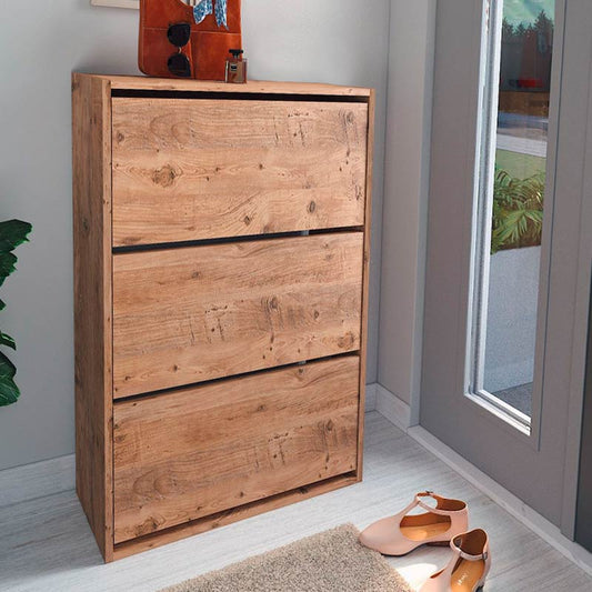 Παπουτσοθήκη Μελαμίνης Nave 18 Ζευγών Χρώμα Pine Oak 73,6x24x110