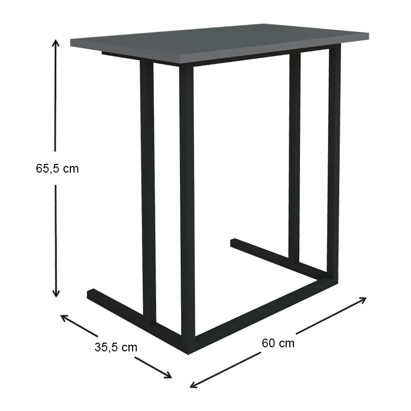 Βοηθητικό Τραπεζάκι Jango Μεταλλικό - Μελαμίνης Χρώμα Μαύρο - Ανθρακί 60x35,5x65,5
