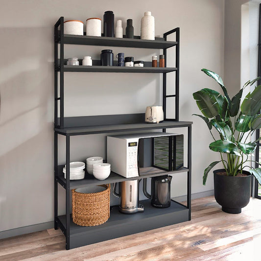 Έπιπλο Κουζίνας Foyer Μεταλλικό - Μελαμίνης Χρώμα Μαύρο - Ανθρακί 101x36x160,7