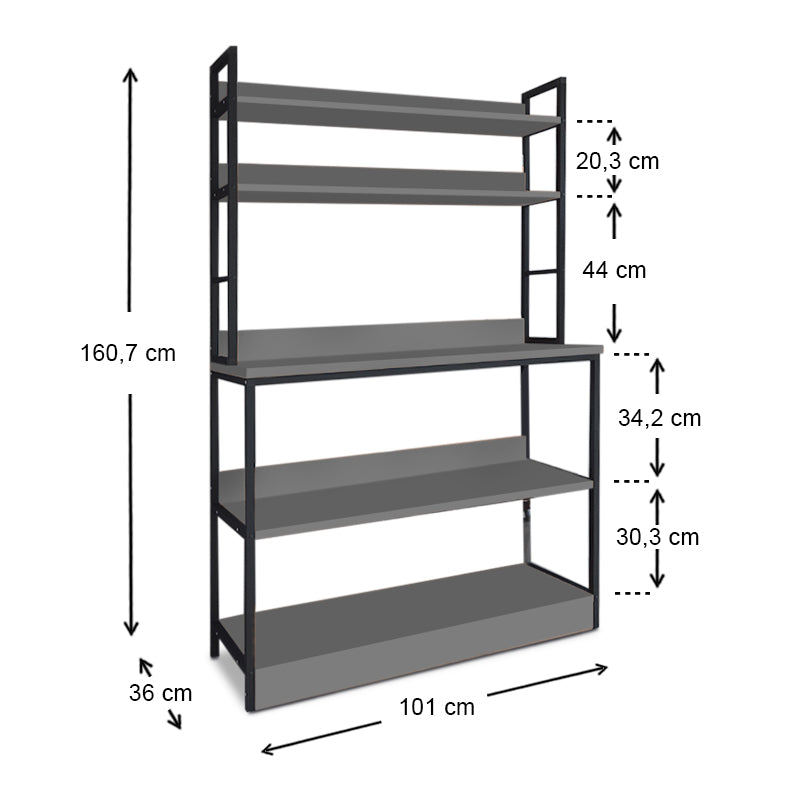 Έπιπλο Κουζίνας Foyer Μεταλλικό - Μελαμίνης Χρώμα Μαύρο - Ανθρακί 101x36x160,7