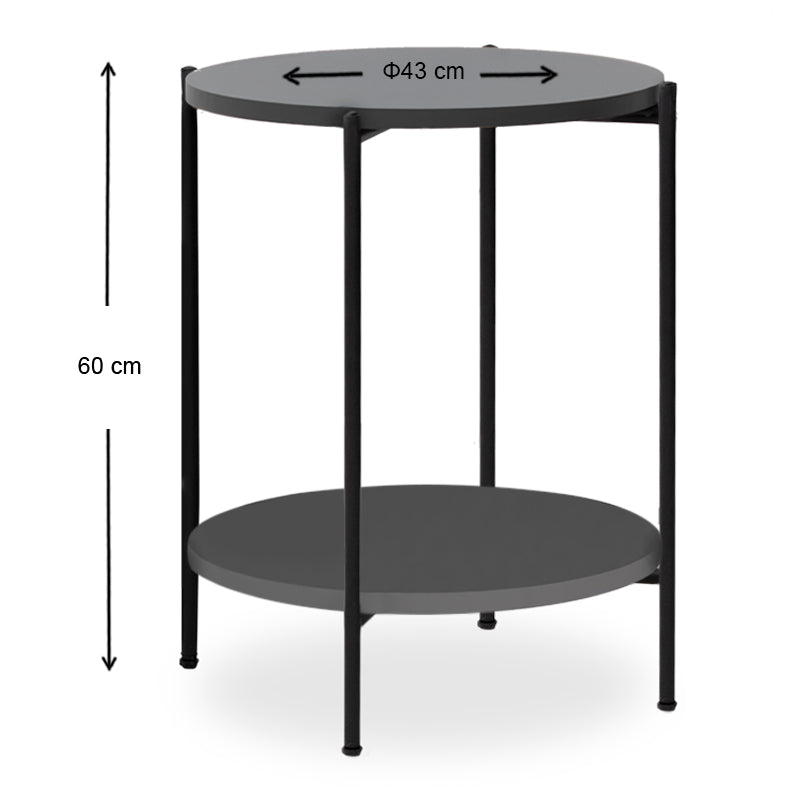 Βοηθητικό Τραπεζάκι Argento Μεταλλικό - Μελαμίνης Χρώμα Ανθρακί 43x43x60