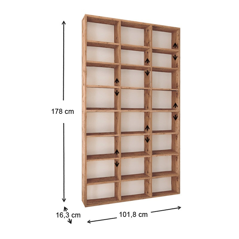 Βιβλιοθήκη Μελαμίνης Fyodor Χρώμα Pine Oak 102x16x178