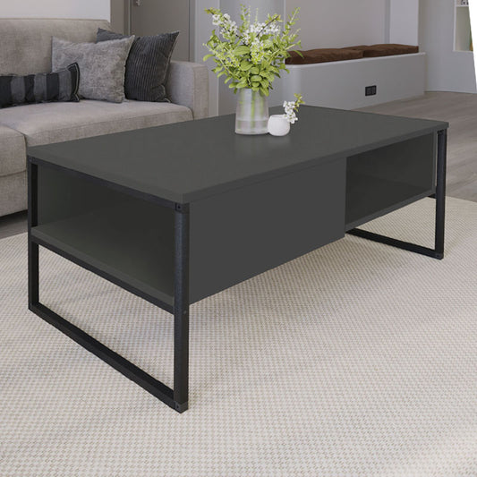 Τραπεζάκι Σαλονιού Lawrence από Μελαμίνη Χρώμα Ανθρακί 105x60x46