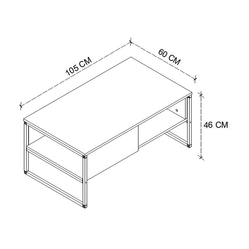 Τραπεζάκι Σαλονιού Lawrence από Μελαμίνη Χρώμα Ανθρακί 105x60x46