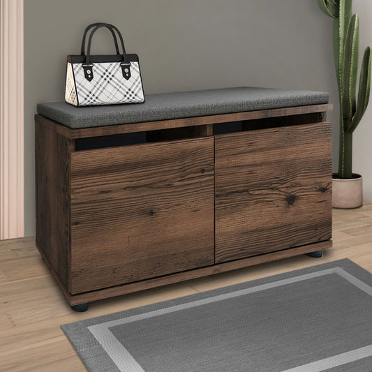 Παπουτσοθήκη Μελαμίνης Twain 8 Ζευγών Χρώμα Καπνιστή Καρυδιά 80x35x42