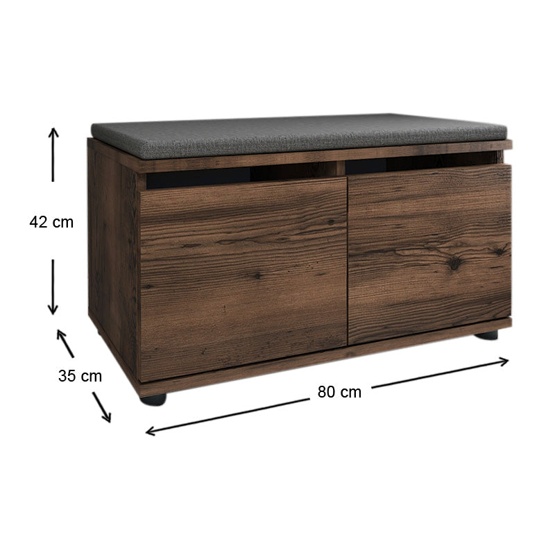 Παπουτσοθήκη Μελαμίνης Twain 8 Ζευγών Χρώμα Καπνιστή Καρυδιά 80x35x42