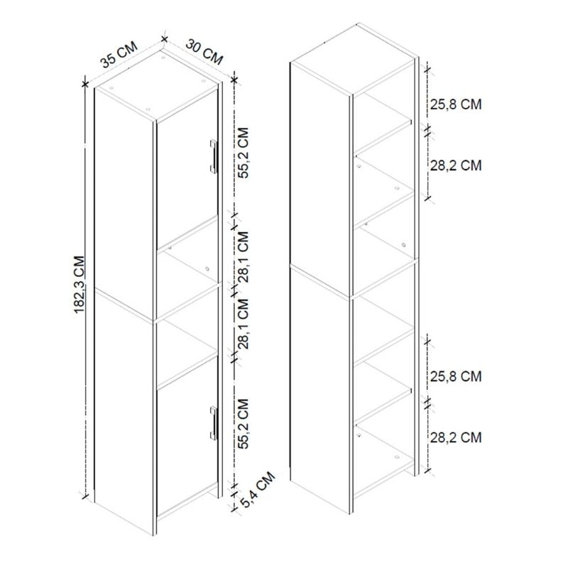Ντουλάπι Κουζίνας - Μπάνιου Hobbes Χρώμα Sapphire Oak 35x30x182,3