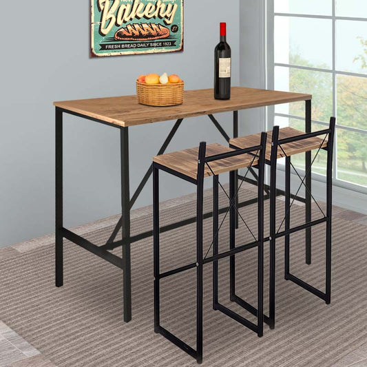 Τραπέζι Μπαρ - Stand Crego Μεταλλικό - Μελαμίνης Χρώμα Pine Oak - Μαύρο 100x45x89