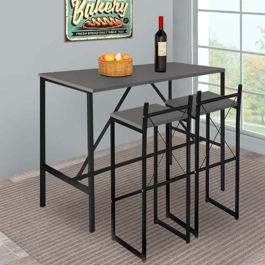 Τραπέζι Μπαρ - Stand Crego Μεταλλικό - Μελαμίνης Χρώμα Ανθρακί - Μαύρο 100x45x89