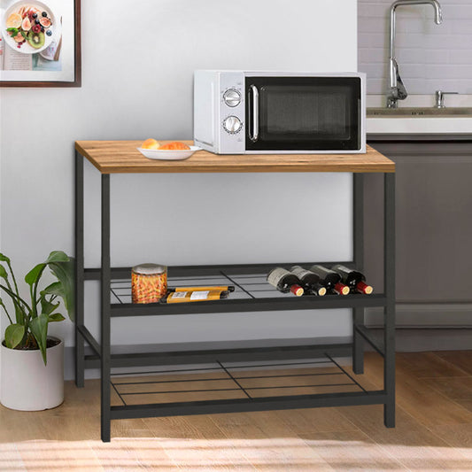 Βοηθητικό Τραπεζάκι για Φουρνάκι Mulligan Μεταλλικό - Μελαμίνης Χρώμα Μαύρο - Pine Oak 80x40x80