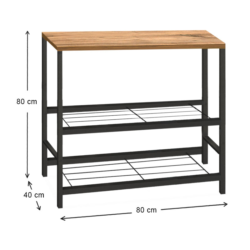 Βοηθητικό Τραπεζάκι για Φουρνάκι Mulligan Μεταλλικό - Μελαμίνης Χρώμα Μαύρο - Pine Oak 80x40x80