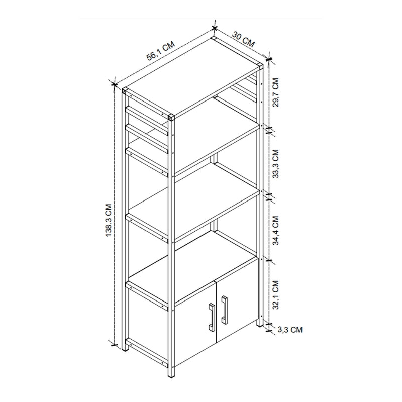 Έπιπλο Κουζίνας Agero Μεταλλικό - Μελαμίνης Χρώμα Ανθρακί 56,1x30x138,3