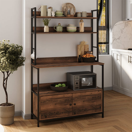 Έπιπλο Κουζίνας Severo Μεταλλικό - Μελαμίνης Χρώμα Μαύρο - Καπνιστή Καρυδιά 101x36x160