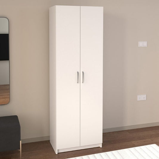 Ντουλάπα Ρούχων - Παπουτσοθήκη Renso Δίφυλλη Χρώμα Λευκό 59,8x37,8x178,5