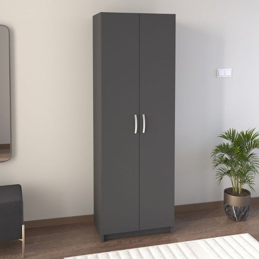 Ντουλάπα Ρούχων - Παπουτσοθήκη Renso Δίφυλλη Χρώμα Ανθρακί 59,8x37,8x178,5