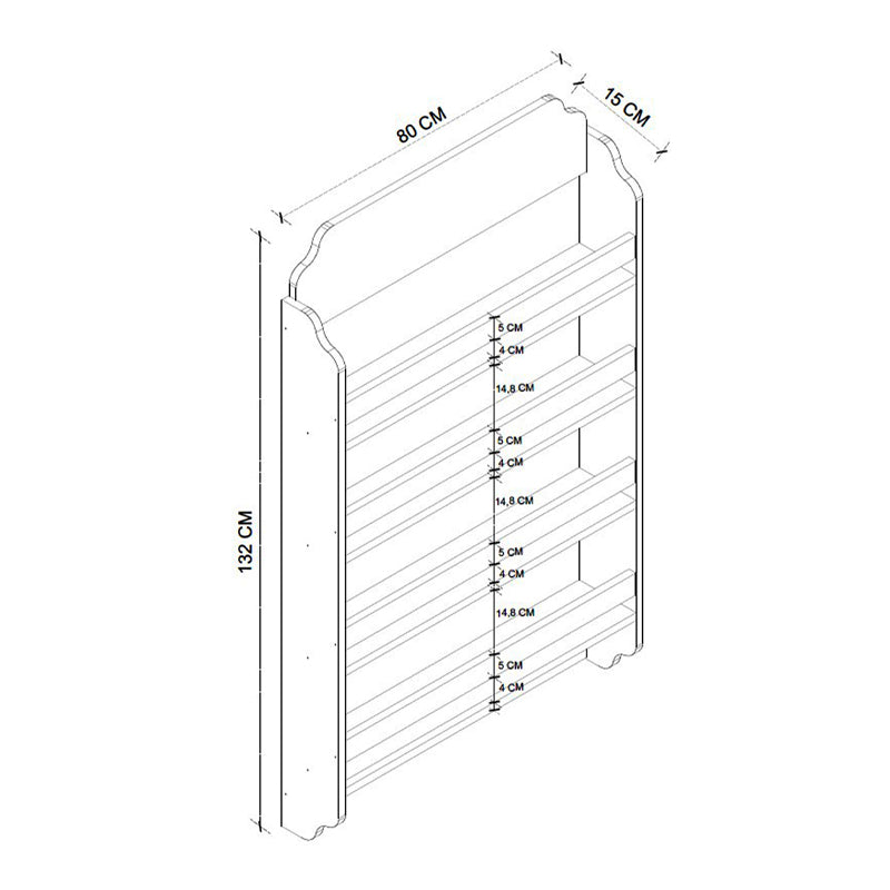 Επιτοίχια Βιβλιοθήκη - Ραφιέρα Montessori Χρώμα Λευκό 80x15x132