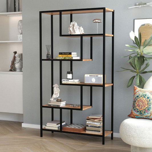 Βιβλιοθήκη Larissa Χρώμα Μαύρο - Pine Oak 90x30x159