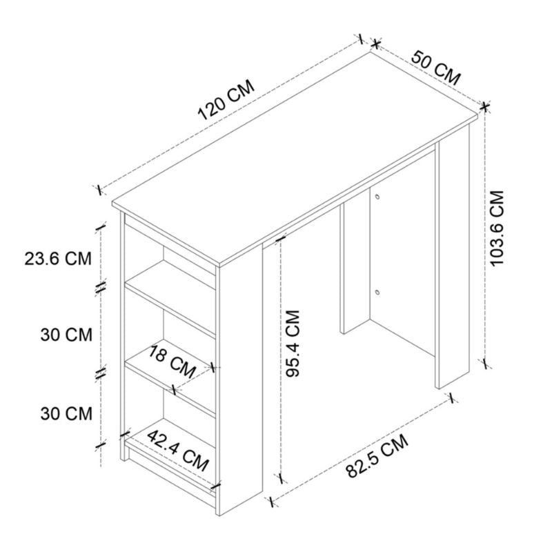 Τραπέζι Μπαρ Toska Χρώμα Pine Oak 120x50x103,6