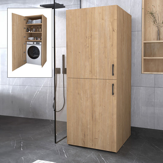 Bathroom Wardrobe - Washing Machine Cabinet Miles Color Sapphire Oak 70x70x180