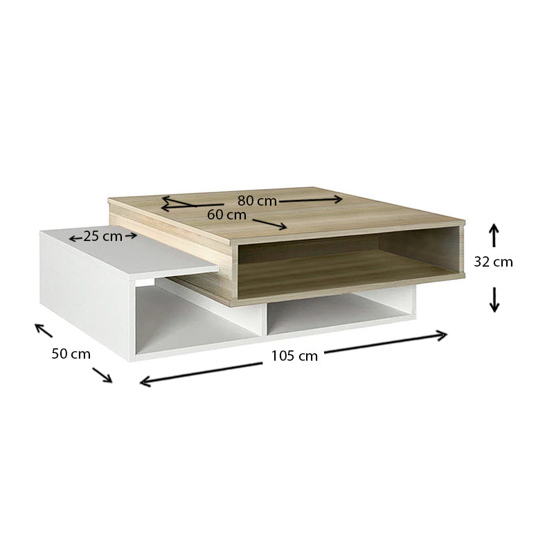 Τραπεζάκι Σαλονιού Tab Χρώμα Λευκό - Cordoba 105x60x32