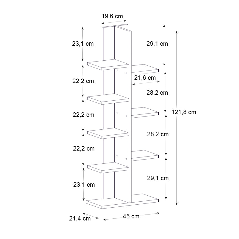 Βιβλιοθήκη Tree Χρώμα Sapphire Oak 45x21,4x121,8
