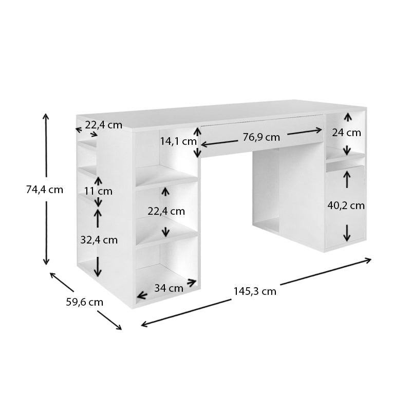 Γραφείο Εργασίας Pontus από Μελαμίνη Χρώμα Λευκό 145x60x74,4