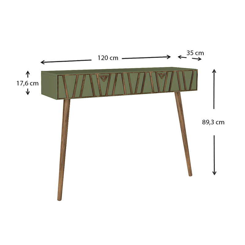 Κονσόλα Επιτοίχια Forest Χρώμα Λαδί - Καρυδί 120x35x89,3