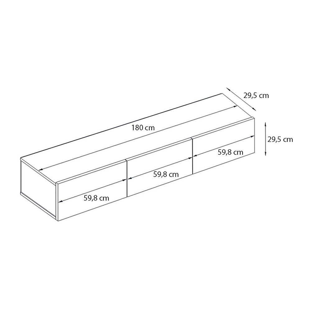 Έπιπλο Τηλεόρασης Επιτοίχιο Damla με LED Χρώμα Sandstone 180x29,5x29,5