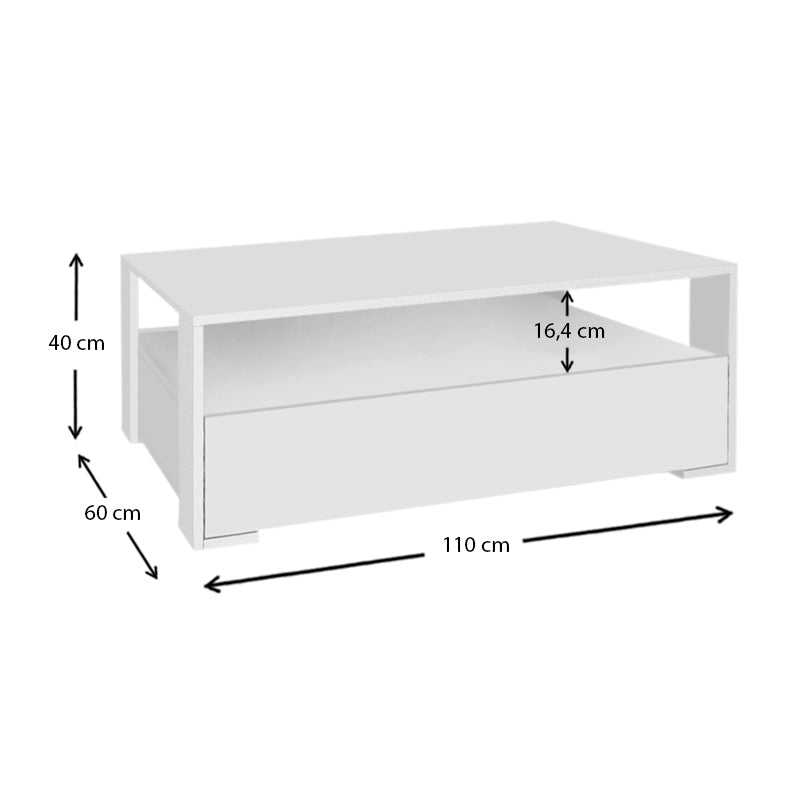 Τραπεζάκι Σαλονιού Balina από Μελαμίνη Χρώμα Λευκό 110x60x40