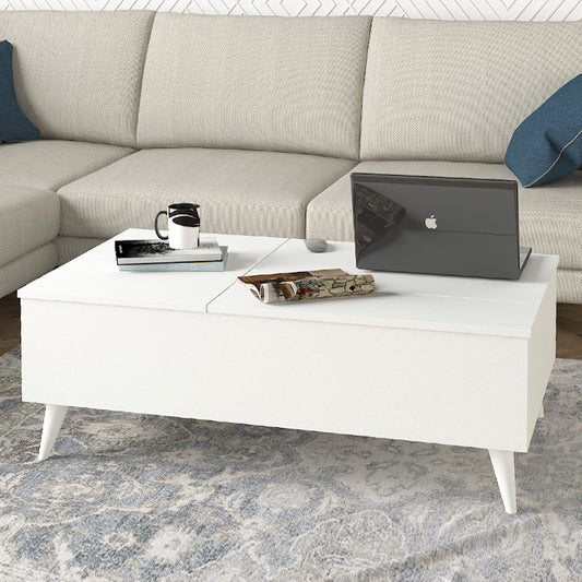 Τραπεζάκι Σαλονιού Roy με Σερβιτόρο Χρώμα Λευκό 121x69x40