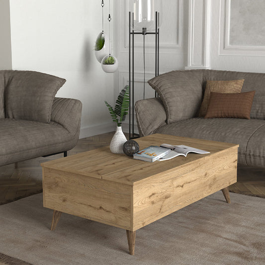 Τραπεζάκι Σαλονιού Roy με Σερβιτόρο Χρώμα Sepet Oak 121x69x40