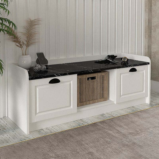 Παπουτσοθήκη Μελαμίνης Rayne Χρώμα Λευκό - Μαύρο Εφέ Μαρμάρου 120x40x45