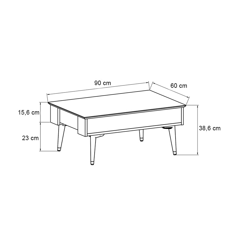 Τραπεζάκι Σαλονιού Bolea Χρώμα Modern Black - Φυσικό Οξιάς 90x60x38,6